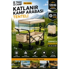 Vaner Katlanır Kamp Arabası Tenteli 120 kg Taşıma Kapasiteli Geniş Tekerlekli Plaj Piknik Vagonu
