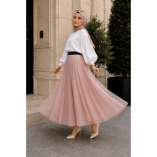 El Moda Kadın Puantiyeli Tül Mevlana Etek