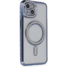 Marsilyan™- Apple Iphone 13 Kılıf Joke Simli Magneticsafe Kılıf - Mavi