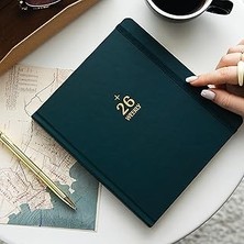 Uravas Store 2026 Dikey Haftalık Ajanda 12 Aylık Sert Kapak 18X20 cm - Koyu Yeşil