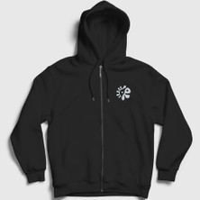 Presmono Unisex Siyah Logo Color Outside The Lines K-Pop Cortis Fermuarlı Kapüşonlu Sweatshirt