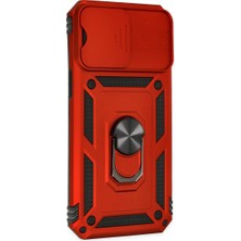 Semel iPhone 14 Pro Max Kılıf Pars Lens Yüzüklü Silikon - Kırmızı