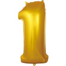 Parti Dükkanı 34 Inç Gold 1 Rakam Folyo Balon 76 cm Helyum Uyumlu Altın Renk Doğum Günü Balonu 1 Yaş, 10, 11, 12, 13, 14, 15, 16, 17, 18 Yaş Parti Süsü