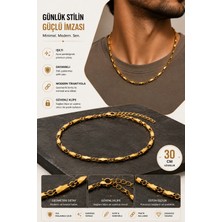 Morbella Gold Çelik Erkek Kolye Smart Casual Gömlek Kombin Zincir