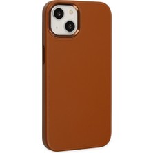 iPhone 14 Plus Kılıf Asya Deri Silikon - Kahverengi