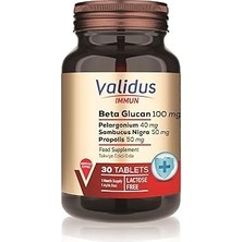 Uravas Store Validus Immun Beta Glucan Sambucus Nigra + Pelargonium + Echinacea + Curcumin + Propolis 30 Tablets