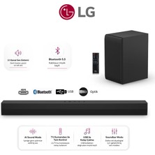Lg 2.1 Kanal Akustik ve Net Ses Kalitesi Aı Sound Pro 300W Soundbar & Ev Sienama Sistemi Bluetooth5.3+Hdmı Arc+Optik +Usb Bağlantı