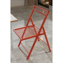RetoDesign 2 Adet Katlanır Kırmızı Metal Sandalye Minderli. Bistro Sandalye 20242K
