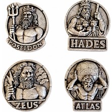 Antioch Art and Design Poseidon Hades Zeus Atlas Dörtlü Yunan Mitolojisi Magnet Seti Dekoratif Magnet Hediyelik