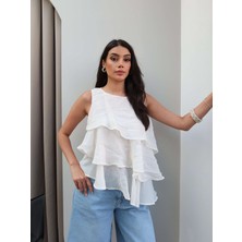 Esra Helvacı Fırfırlı Şifon Bluz