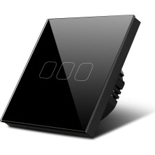 Oddity Üçlü Vavien Dokunmatik Işık Anahtarı Siyah Cam Panel Nötrsüz 2 Way 3 Kanal SK-A803-02