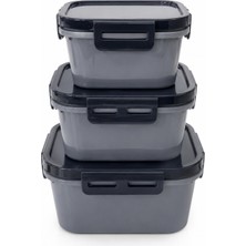 Belirtilmemiş 3'lü Kilitli Saklama Kabı Seti – Küçük Boy: 11 x 11 Cm, Orta Boy: 13 x 13 Cm, Büyük: 16 x 16 Sızdırmaz Gıda Saklama Kabı | Bpa Free | Buzdolabı, Derin Dondurucu ve Mikrodalga Uyumlu | Renk Seçenekli