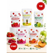 Evereat Freeze Dry Meyve Cipsi 5'li Set Çilek Ananas Frambuaz Cennet Hurması Elma Kurutulmuş Meyve