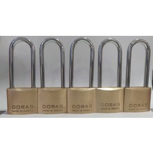 Doras Ersa 5'li Set Uzun Kanca Pas Pirinç Asma Kilit 40 mm