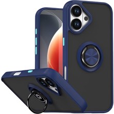 iPhone 17 Montreal Yüzüklü Silikon Kapak - Lacivert