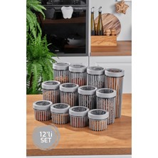 Stile Cucina 12'li Linea Yuvarlak Saklama Kabı 4x(0,50 Litre, 1,1 Litre, 1,70 Litre) Gri
