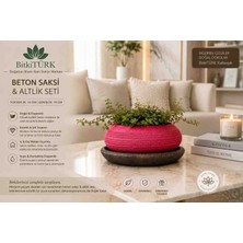 BitkiTÜRK 19X10 cm Beton Saksı ve Altlık Seti – Dekoratif Bonsai Saksısı, Modern Tasarım, Iç ve Dış Mekân Kullanımına Uygun