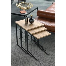 RetoDesign 3 Lü Zigon Sehpa Metal Ayaklı Dikdörtgen Şekil Modern Tasarım 3001
