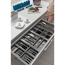 Mutfak Çekmece Içi Düzenleyici, Kaşıklık 104CM x 48CM Yanlar ve Boydan 4cm Kesilebilir, Antrasit