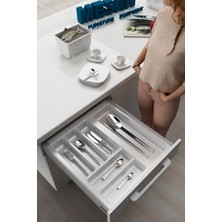 Mutfak Çekmece Içi Kaşıklık 44CM x 48CM Yanlar ve Boydan 4cm Kesilebilir, Beyaz