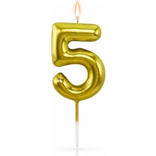 Süsle Bebek ve Parti 5 Rakam Mum Altın - 10 cm