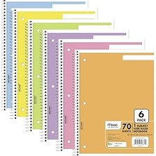 Uravas Store Mead Spiral Defter, 1 Konulu Geniş Çizgili Spiral Ciltli, Pastel Renkli Sevimli Okul Defterleri, 70