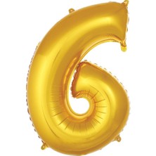 Parti Dükkanı 34 Inç Gold 6 Rakam Folyo Balon 76 cm Helyum Uyumlu Altın Renk Doğum Günü Balonu 6 Yaş, 16, 26, 36, 46, 60, 66 Yaş Parti Süsü