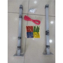 Poma Store Geniş Balkon Pencere Tipi 8 Gezer Makaralı Kurutma Askısı Seti Mandal ve Montaj Malzemeleri Hediye