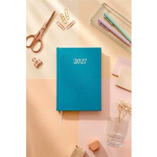 Lizy 2027 Günlük Planlayıcı Ajanda 14X20 cm  Ciltbezi Sert Kapak Turkuaz