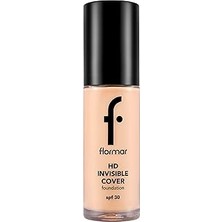 Uravas Store Flormar Invisible Cover Hd Hafif Yapılı &amp; Yarı Parlak Bitişli SPF30 Fondöten 040 Light Ivory
