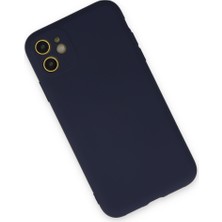 iPhone 11 Kılıf Nano Içi Kadife Silikon - Lacivert