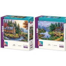 Farbu Oyuncak Tahta Köprü ve Kuğu Gölü Ikili Set - 1000 + 500 Parça Ikili Puzzle Seti