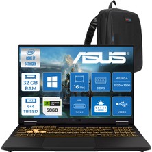 Asus Tuf Gaming F16 FX608JMI Intel® Core™ I7 14650HX 32GB Ddr5 4tb Ssd+4tb SSD 8GB/RTX5060 115W 16-Inch Fhd+ 1920 x 1200, 144Hz IPS-SRGB:100% WINDOWS11PRO Gaming Laptop WTU403P16+ZETTAÇANTA