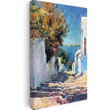 Kanvas Tablo Denize Inen Merdivenli Sokak Şehir Mimari Tablo Ev Ofis Duvar Dekoru 35 x 50 Kanvas Tablo 1