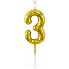 Süsle Bebek ve Parti 3 Rakam Mum Altın - 10 cm
