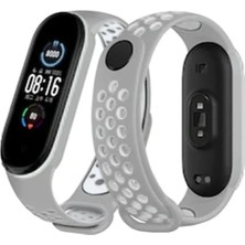 Uravas Store Xiaomi Mi Band 6 Spor Delikli Kordon (Saat Değildir) - Gri-Kırmızı