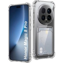 Kvy Honor Magic 8 Pro Kamera Korumalı Kartlıklı Setra Şeffaf Silikon Kılıf Kırılmaz Ekran Koruyucu