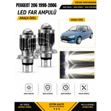 OtoÇizgi Peugeot 206 1998-2006 H4 LED Far Ampulü Beyaz Işık Canbus Mini Lensli 2\'li Set