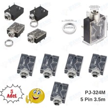 Fano-(5 Adet) 3.5mm Ses Jakı Soket Somunlu, 5-Pin Ses Kulaklık Fişi Arayüzü