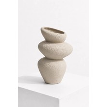 Typoniq Attitude Included Forma Riva Organik Dokulu Dekoratif Seramik Vazo 28 x 20 cm