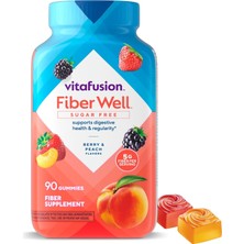 Vitafusion Fiber Well Sakızlar, Şeftali, Çilek ve Meyve, 90 Sakız Usa Menşeii Dmmedicineden