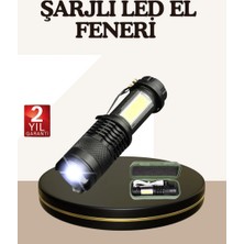 Herşey Trend Küçük Boy Şarjlı LED El Feneri Taşınabilir Klipsli