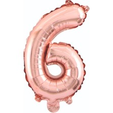 Parti Dükkanı 34 Inç 6 Rakam Rose Gold Folyo Balon 76 cm Helyum Uyumlu Büyük Boy Doğum Günü Parti Balonu