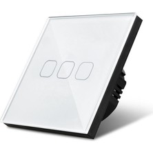 Oddity Üçlü Dokunmatik Işık Anahtarı Beyaz Cam Panel Nötrsüz 1 Way 3 Kanal SK-A803-01