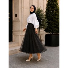 El Moda Kadın Puantiyeli Tül Mevlana Etek