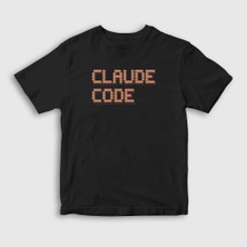 Presmono Unisex Çocuk Siyah Logo Claude Code T-Shirt