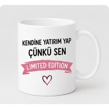 Kadorex Design Limited Edition Yazılı Motivasyon Kupa Bardak – Kendine Yatırım Yap Kahve Kupası – Hediye Fikri