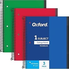Uravas Store Oxford Spiral Defter 3'lü Paket, 1 Konu, Üniversite Kuralı, Dayanıklı Plastik Kapaklar, Güçlü