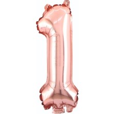 Parti Dükkanı 34 Inç 1 Rakam Rose Gold Folyo Balon 76 cm Helyum Uyumlu Büyük Boy Doğum Günü Parti Balonu