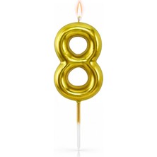 Süsle Bebek ve Parti 8 Rakam Mum Altın - 10 cm